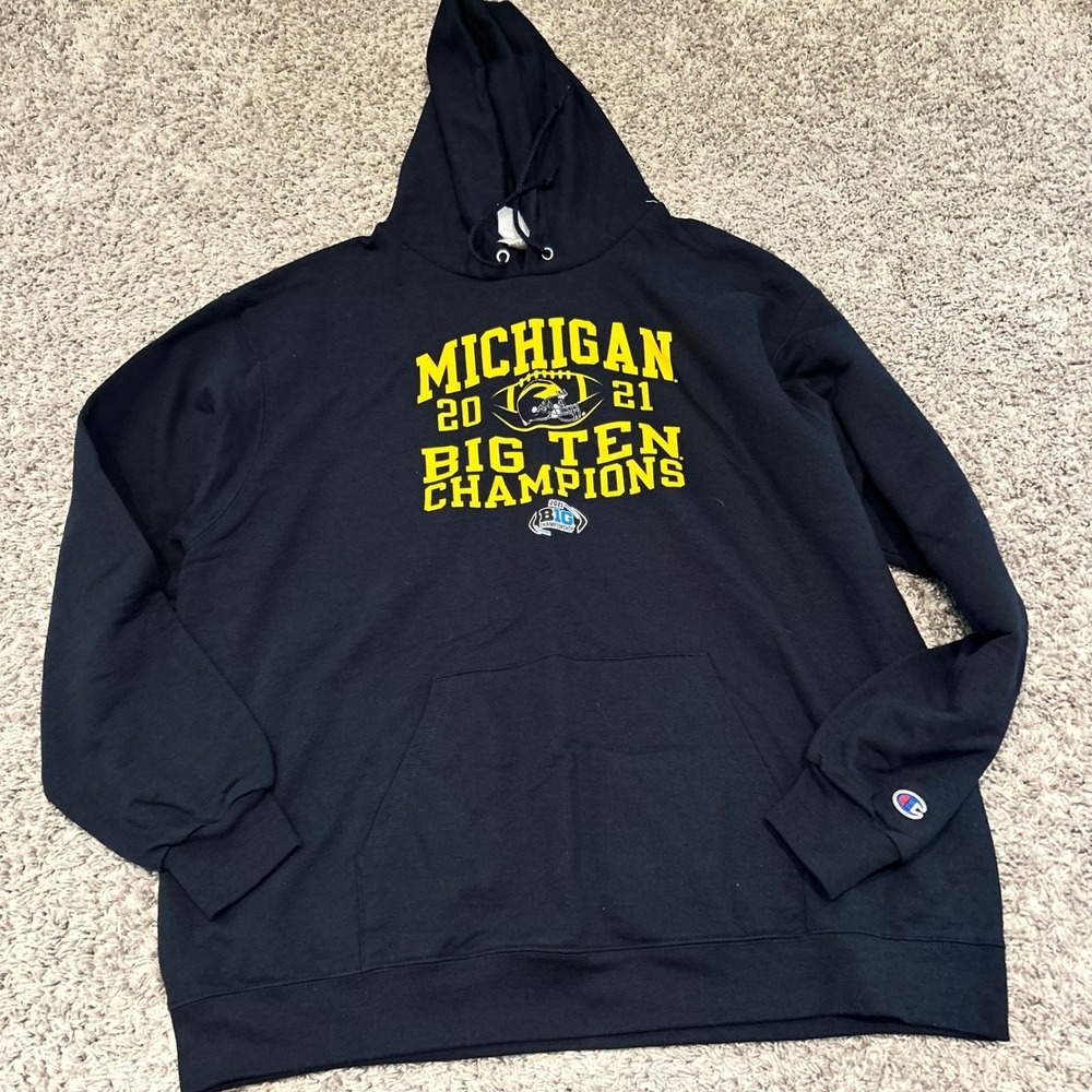 Champion Michigan Wolverines 2021 Big Ten Champions Hoodie Navy Blue Mens 2XL